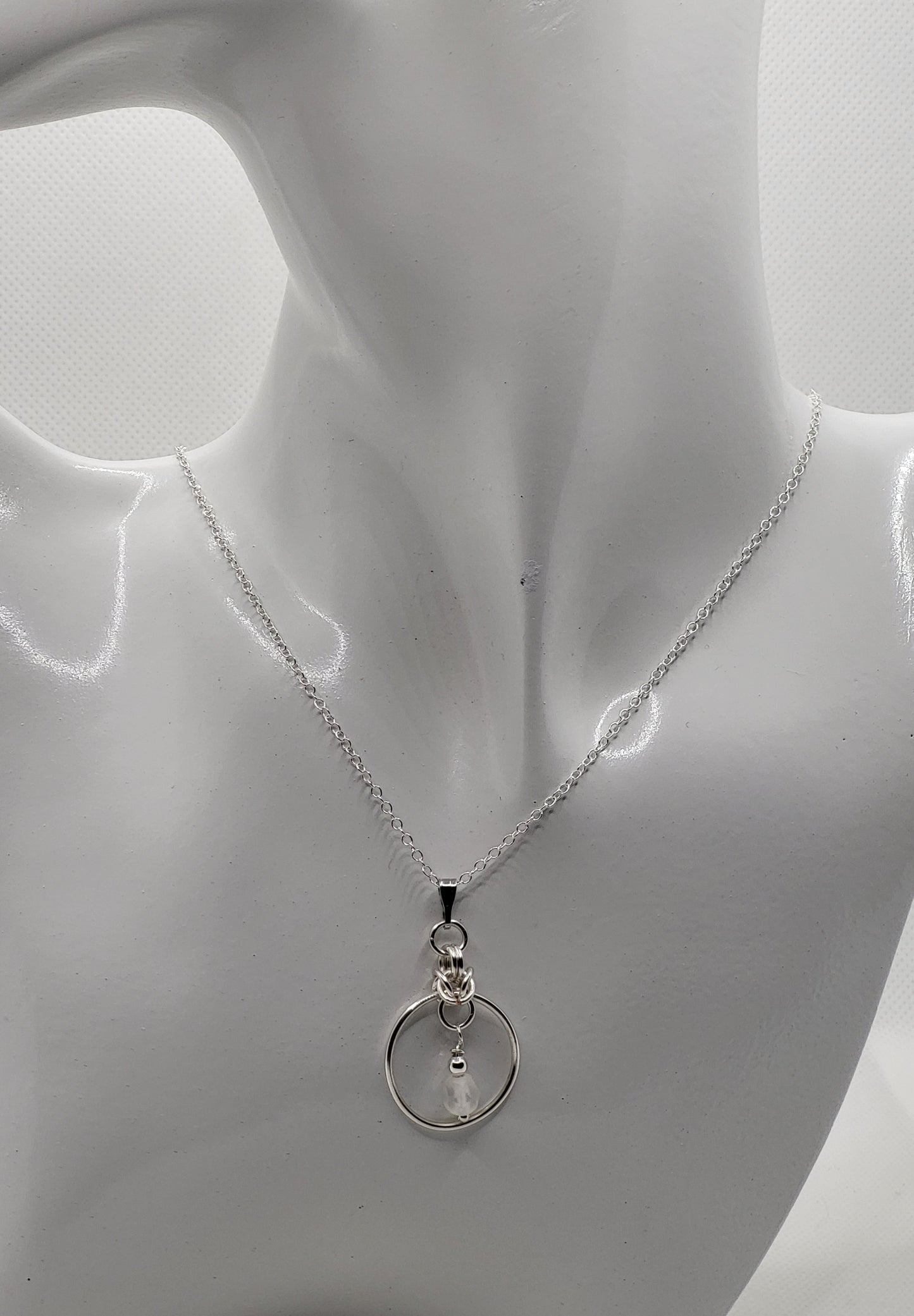 Sterling Silver hoop birthstone hoop necklace