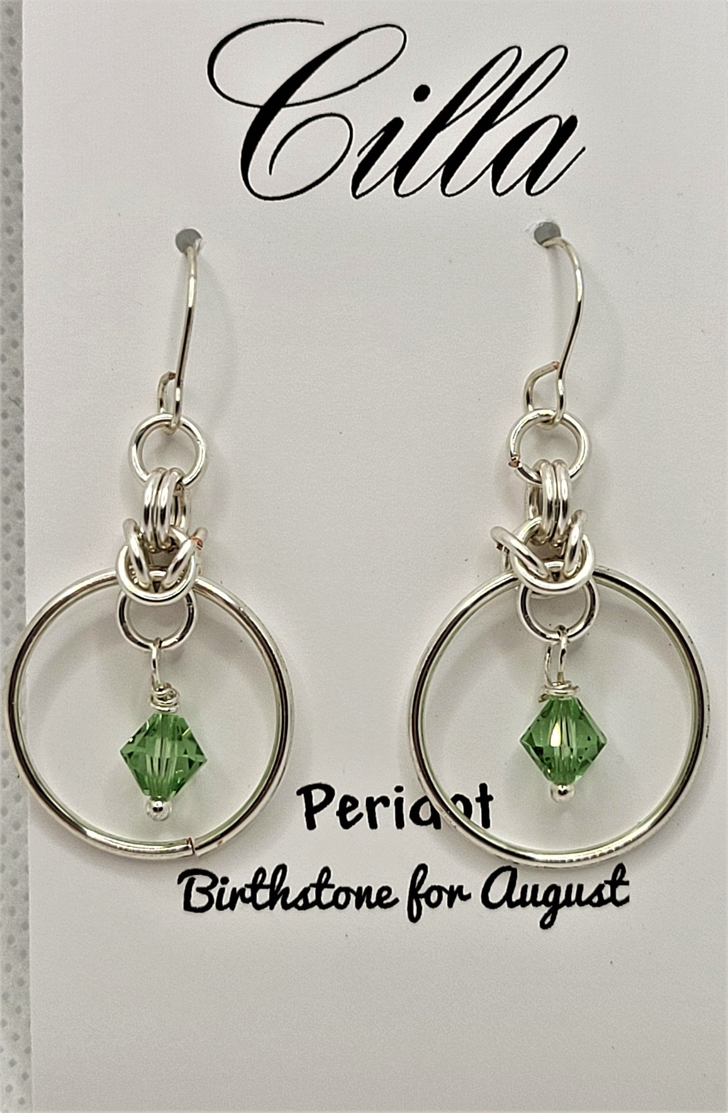 Sterling silver small birthstone hoop earrings