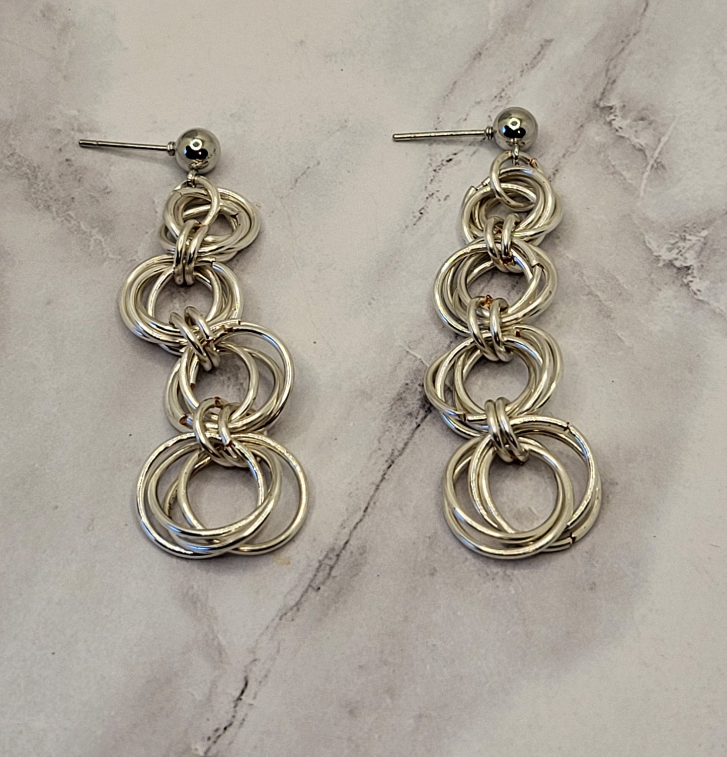 Silver 4 loop earrings with posts