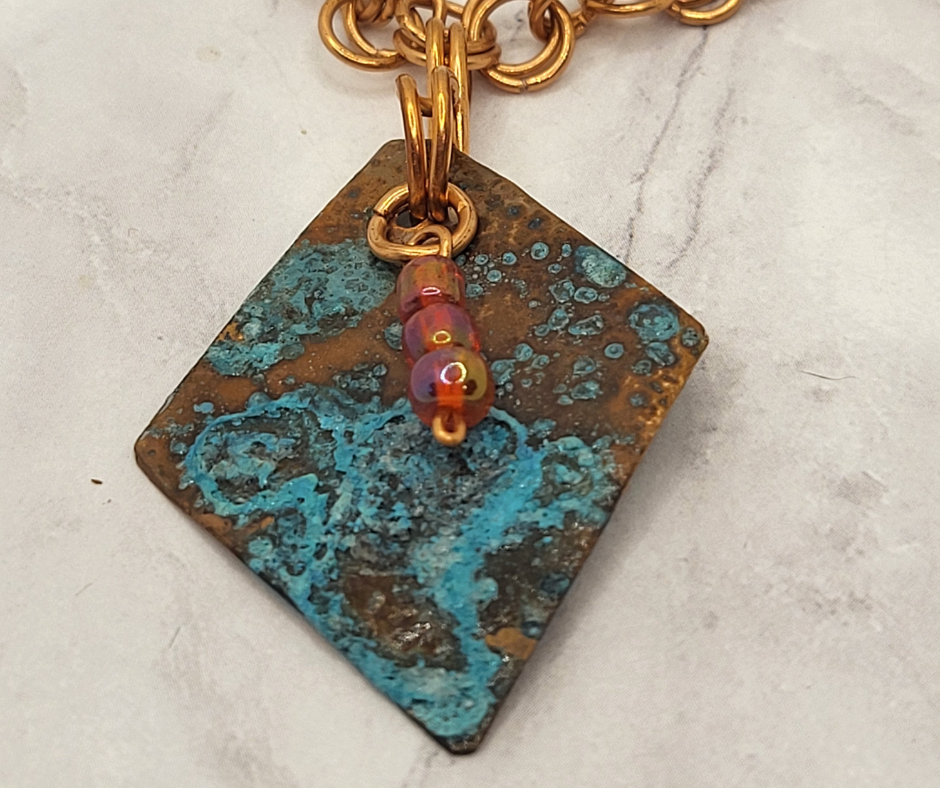Oxidized Copper Pendant Necklace