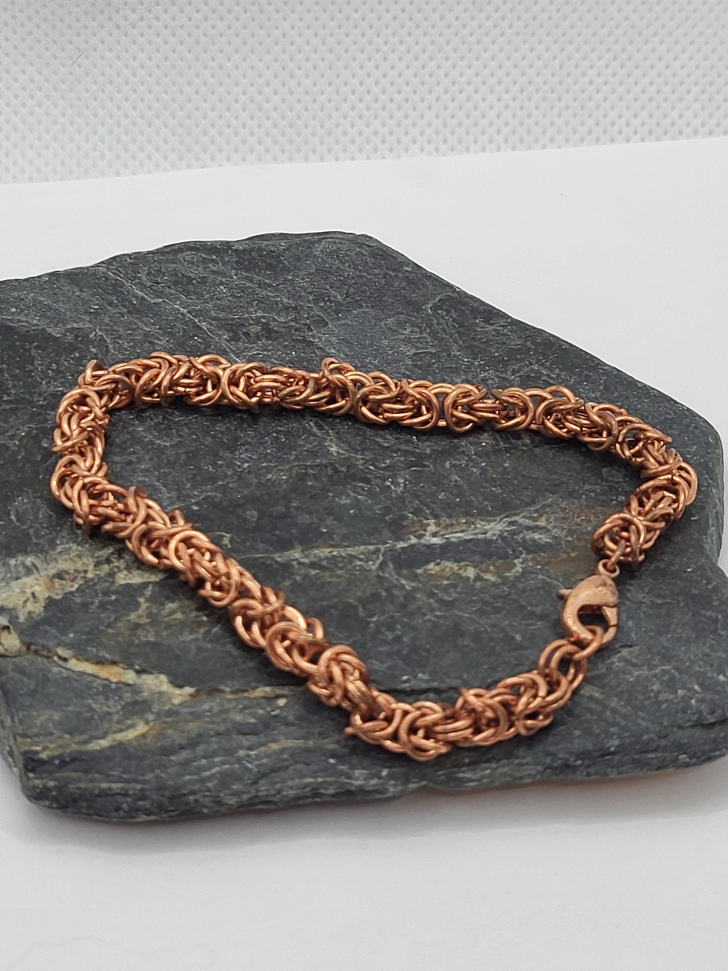 Tiny copper chain mail bracelet